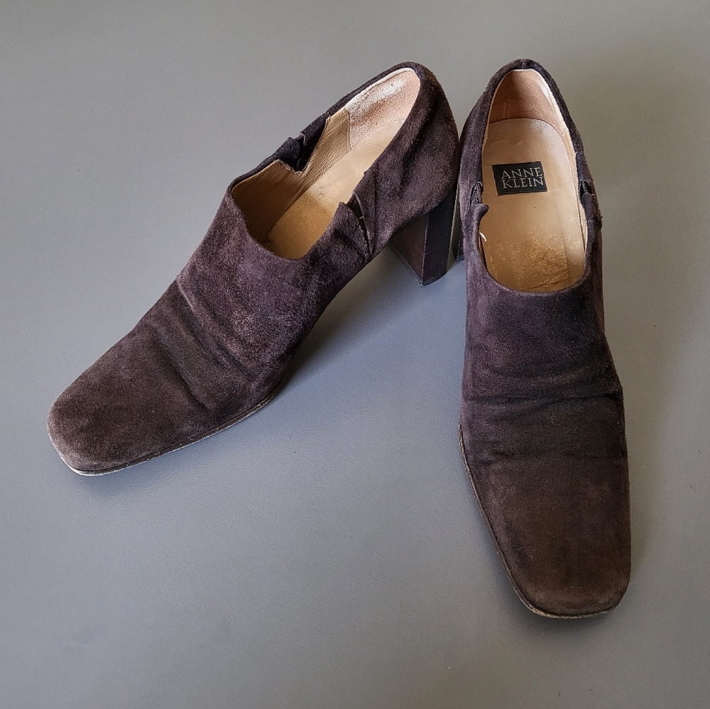 Anne Klein Suede Leather Bootie Brown 5M Made in Italy